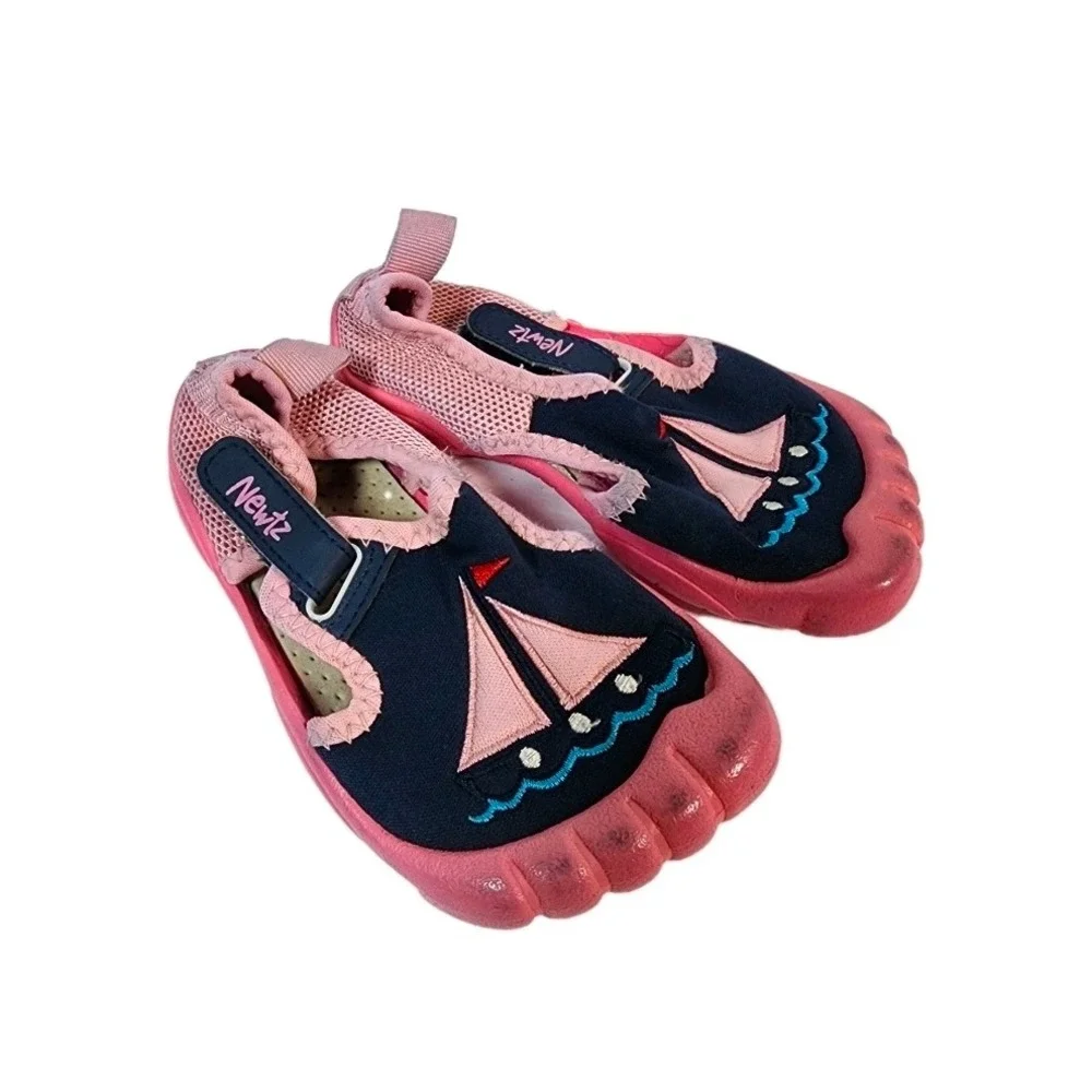 Newz Kids Water Shoes Sandals Toddler Girls Pink‎ Navy Sailboat Size 7